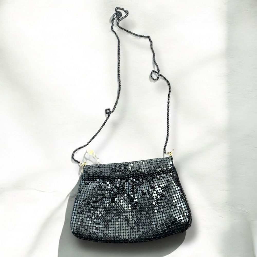 Vintage glam Sequin Crossbody Bag - Black fairy goth whimsy art deco